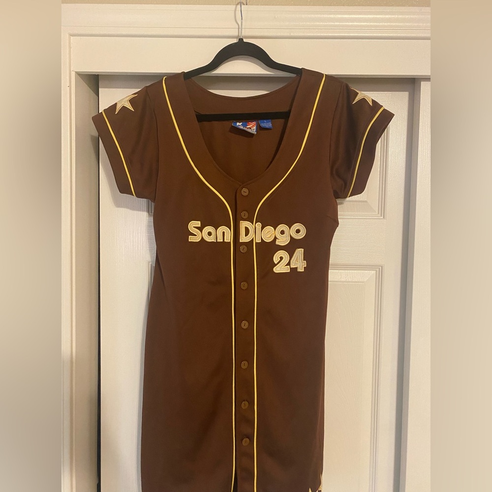 Vintage Forte Bleu FBG San Diego brown Button Down Dress Jersey Womens  Size L